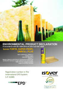 Declaratie de mediu EPD ISOVER Forte - declaratie de conformitate