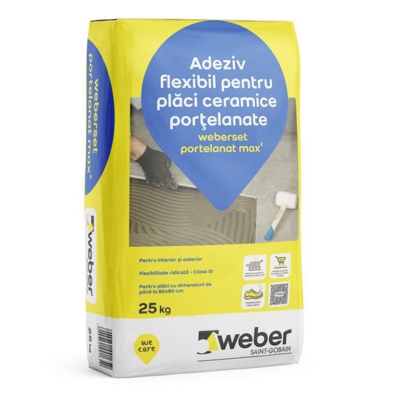 weberset portelanat max² - adeziv flexibil pentru placi ceramice portelanate