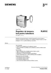 RLM 162 regulator de temperatura pentru canalul de ventilatie - fisa tehnica