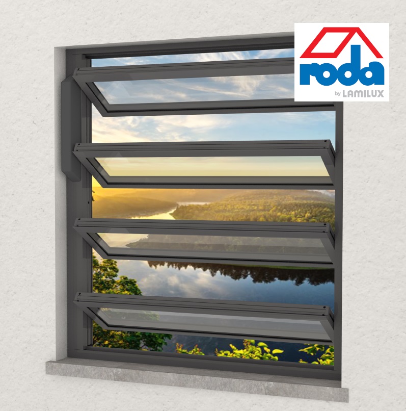 Fereastra Airstream Roda Louvres pentru desfumare si ventilatie naturala in fatada - Paletar culori