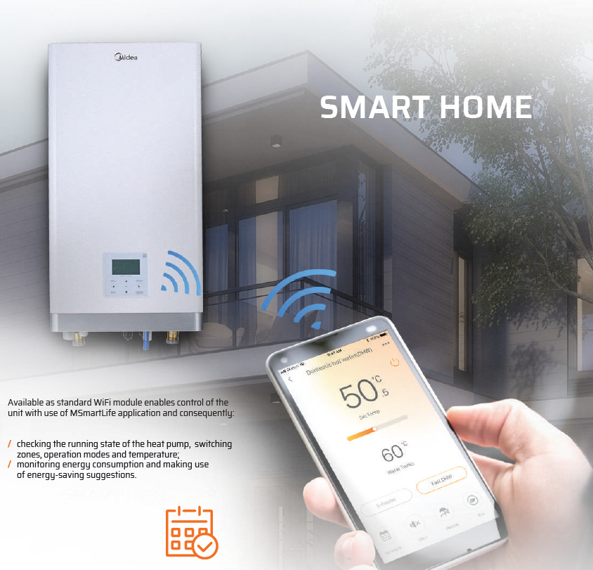 Pompe de caldura aer-apa Midea Wi-Fi control