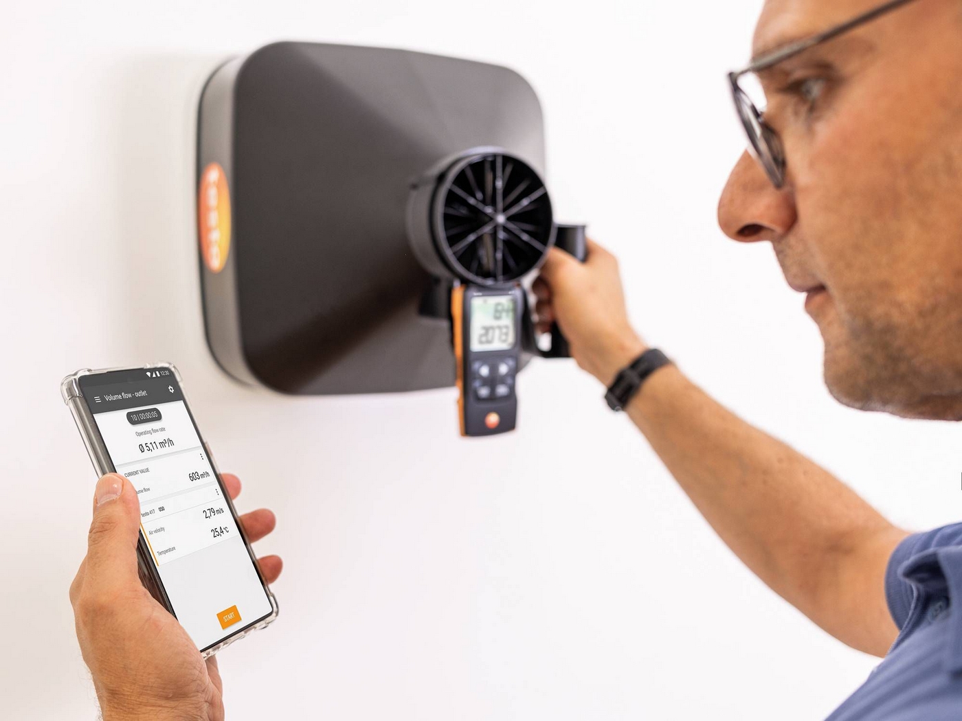 Anemometru digital cu elice de 100 mm testo 417 - set 1