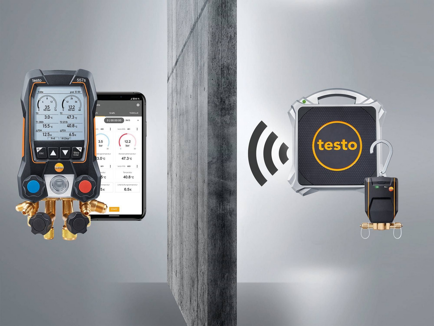 Cantar digital pentru agent frigorific si supapa inteligenta cu Bluetooth® testo 560i set