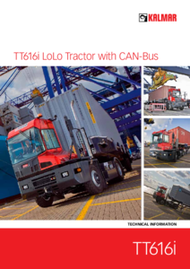 Cap tractor Kalmar TT616i - tractiune: 4x2; transmisie: Allison; putere [kW-rpm]: 129 kW-2200; GCW [kg]: 95000; motor: Cummin; raza de giratie: 6800 mm - fisa tehnica