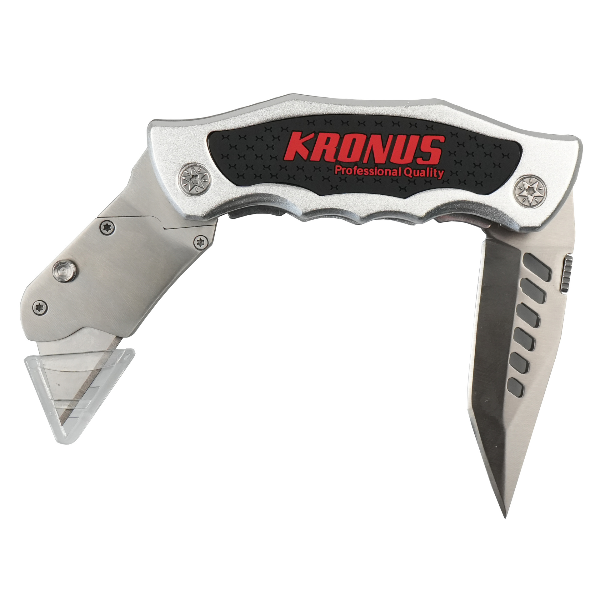 Briceag cutit + cutter cu lama trapezoidala pliabil Kronus 7556E