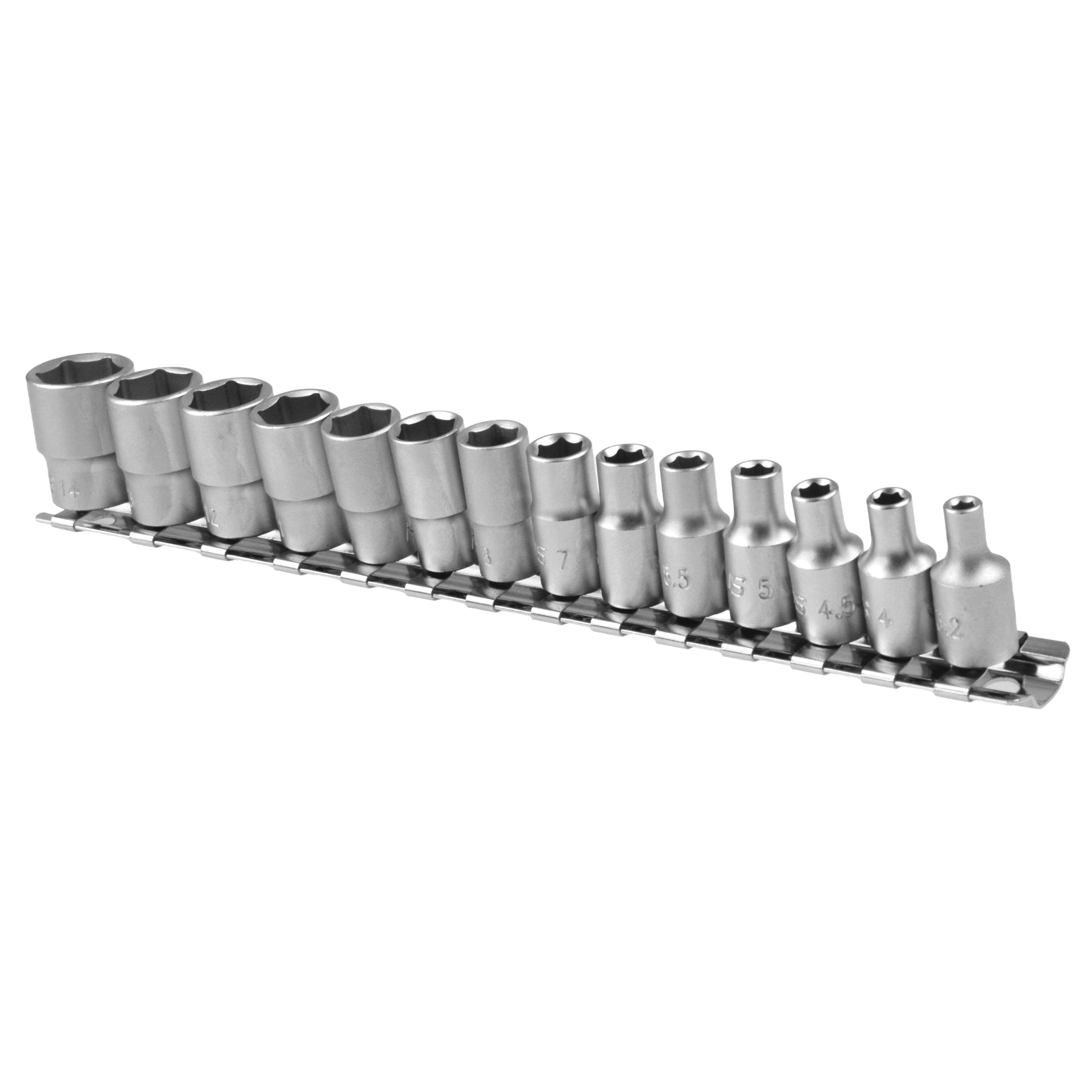 Kronus 7188H6P14 - Set capete chei tubulare 3,2-14 mm / 14 piese cu sina ¼”
