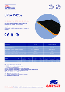 Vata minerala de sticla URSA TSP/Ge - fisa tehnica