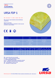 Vata minerala de sticla URSA FDP 1 - fisa tehnica