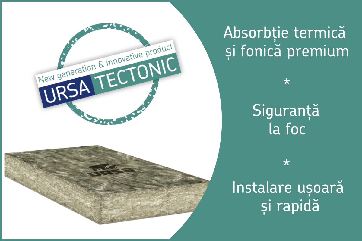 Placa izolatoare rigida din vata minerala hidrofobizata URSA Tectonic UPh/Vv